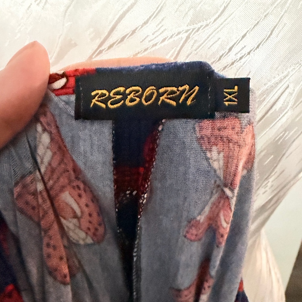 Reborn (Bundle) 2 Maxi Dresses with Red Butterflies and Blue With White Florals - Picture 9 of 9